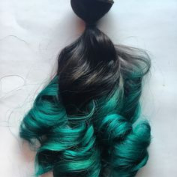 Damnation Hair Accessories Black Teal Green Ombre Human Hair
